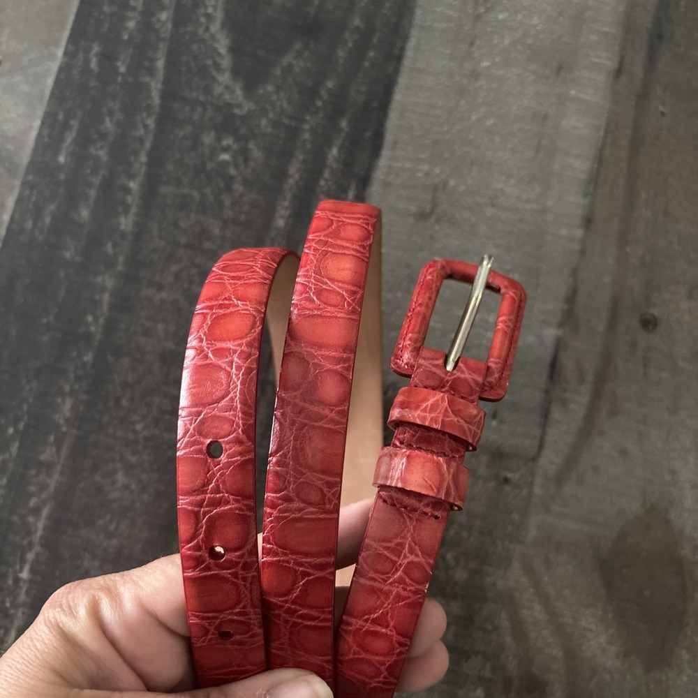 Talbots Womens L Red Dress Belt Genuine Leather Casual Belt 1" wide Italy